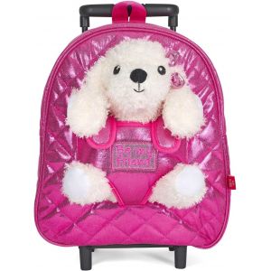 Sac à Dos Enfant 3 4 5 6 Ans avec Peluche Caniche Blanc-Sac Roulettes ou Sport Rose avec Doudou Animal Chien pour École Maternelle-Sacoche Petit Fille Fillette[T32] - Neuf