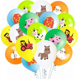 Ballon Animal De Ferme, 42 Pièces 12 Pouces Ballons Latex Imprimés, Décoration De Fête D'Animaux, Cochon Vache Mouton Ane Tracteur Ballon, Pour Enfants Anniversaire Fête Décorations - Neuf