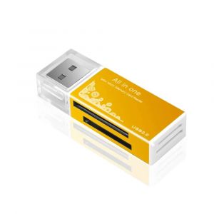 Lecteur de carte mémoire SD à 4 ports USB 2.0 TF,adaptateur SDHC MMC/RS MMC TF MS/MS PRO/MS DUO M2 pour ordinateur portable,accessoires PC de bureau--Gold - Neuf