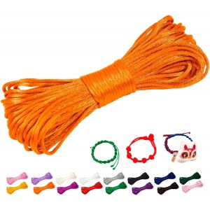 SJZG-2Mm Fil Nylon Pour Bracelet, 10M Fil Bracelet Cordon Satin Cordon Bracelet Coulissant Color&eacute; Cordon Collier Pour Pendentif, Perles, Creation Bijoux, Diy Artisanat (Jaune Orang&eacute;) - Neuf