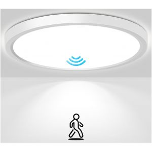 Tianyi-Plafonnier Avec Détecteur De Mouvement Intérieur 22cm,18w 1800lm Ip44 Led Plafonnier Radar Détecteur De Mouvement,Capteur Crépusculaire,4000k Lampe Plate Ultra Fine Pour Loft,Balcon,Salle De B - Neuf