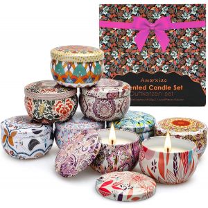 KALANKA-Bougies Parfumées Cadeau pour Femme, Lot de 9 Bougies D'Aromathérapie en Cire de Soja Naturelle Jusqu'à 180 Heures de Combustion, Cadeau pour Mariage Anniversaire Maman Fête des Mères Pères - Neuf