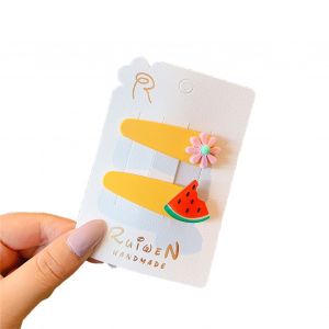 Ensemble De Pinces A Cheveux, Style Princesse Mignonne, Melange De Couleurs, Accessoires Pour Cheveux Pour Filles Et Bebes, Motif Pasteque - Neuf