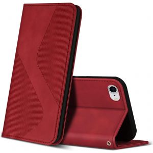 Trahoo-Coque Pour Iphone Se 2022 / Se 2020/8 / 7, Premium Étui Housse En Cuir De Protection Avec [Emplacements Cartes], Clapet Folio Portefeuille Pour Iphone Se 2022 / Se 2020/8 / 7 (Rouge) - Neuf