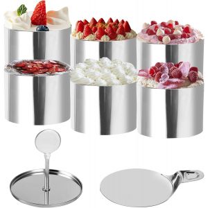 Chenquansarl-Cerclepatisseriecerclepatisserie8pcsenacierinoxydable75cmavecpresseetfonddmoulagefacilesanssoudureidalpourptisseriedessertsmoussesetdres - Neuf