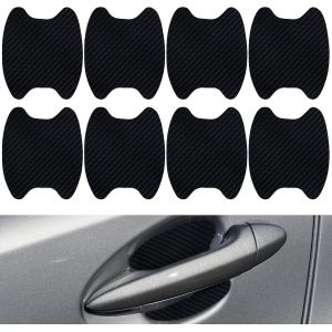 8Pcs la Porte de la Voiture Protecteur de Poign&eacute;e en Fibre de Carbone Autocollants &Eacute;viter les Rayures PPF/Noir/Peinture Film de Protection Universel Accessoires pour la Plupart des Poign&eacute;es de Porte - Neuf