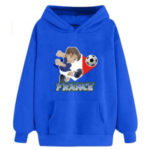 Sweat &Agrave; Capuche Enfant D'un Footballeur Bleu Royal (Taille 3/4 Ans,Couleur Bleu Royal) - Neuf