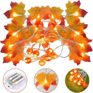 KAL-Guirlande Lumineuse En Forme De Feuilles D'Érable,3 Mètres,20 Led En Forme De Feuilles D'Érable D'Automne,Decoration Automne,3 Piles Aa,Pour Automne Noël Fêtes Thanksgiving Décorations Extérieure - Neuf
