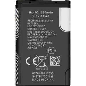 BL-5C Batterie Li-ion de rechange 1020 mAh pour Nokia 1100 1600 2310 3100 3110 3120 5030 6030 6230 6270 6600 N70 et Digital Radio 1/2, TECHNIRADIO 6/RDRDRR Batterie rechargeable compatible av - Neuf