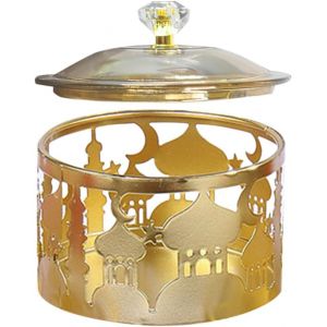 Checarzhn--No1-Plateau De Service De Ramadan Avec Couvercle Plateau De Service En Métal Assiette À Gâteau De Mariage Plateau À Bonbons Assiettes Décoratives Plateau Pour Dessert De L'aïd Plateau - Neuf
