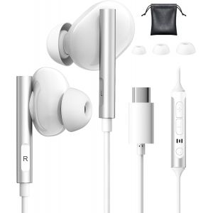 KALANKA-Ecouteur USB C pour iPhone 16 Samsung Galaxy S25 S24 Ultra A55 A56 Écouteurs USBC Magnétique Ecouteur Filaire avec Micro HiFi Ecouteurs Filaire USB C pour iPhone 15 Samsung A16 A35 S24 S23 S2 - Neuf