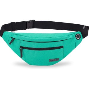 nzqaf-Grand Sac Banane pour Femme et Homme, Sac Banane avec Prise Casque et 4 Poches zippées, Ceinture réglable pour Le Cyclisme, la Course, Le Jogging, Les Voyages, l'extérieur - Neuf