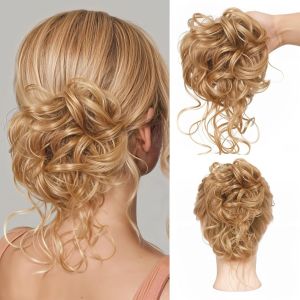Mtuihfo Chignon Cheveux, Postiche Cheveux Naturel Boucl&eacute;s Extensions, Faux Chignon Synth&eacute;tique D&eacute;coiff&eacute; Pour Femmes Filles - Neuf
