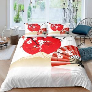 Housse De Couette X Cm Enfant Fleurs Cerisier Japonais Rouges Parure De Lit Personnes Avec Fermeture &iquest;&iquest;Clair Respirant Confortable Microfibre Housse De Couette Et Taie D'oreiller - Neuf