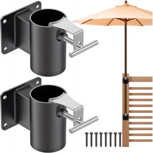 Ulteronixshop-Support De Parasol Robuste Pour Poteaux De 2,5 &Agrave; 5,1 Cm, Design Peu Encombrant, Support Plat S&ucirc;r Et Robuste Pour Balustrade De Terrasse, Balcon, Cour Ext&eacute;rieure, Cl&ocirc;tures - Neuf