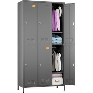 SUBZONAL-Vestiaire Casier M&eacute;tallique 6 Portes pour Employ&eacute;s, avec 18 Crochets, Armoire M&eacute;tallique Ventil&eacute;e, Adapt&eacute;e pour Les &eacute;coles, Garages, Salles de Sport et Usage Domestique,Gris Fonc&eacute; - Neuf