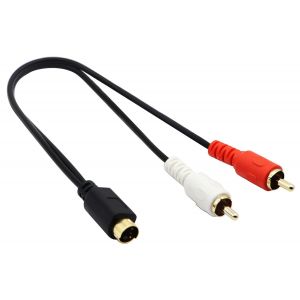 VornixorSarlshop-plaqu&eacute; Or 4 Broches Mini DIN S vid&eacute;o m&acirc;le vers Audio 2 RCA, c&acirc;ble Adaptateur d'extension de r&eacute;partiteur en Y, c&acirc;ble s&eacute;parateur vid&eacute;o Mini DIN Y &agrave; 4 Broches S-Vid&eacute;o.(25cm/1pc) - Neuf