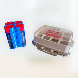 Rangement Bleu pour 12 Pots et 12 couvercles pour yaourti&egrave;re multid&eacute;lices - Neuf