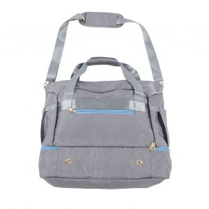 Sac week-end pour femme en polyester, grand sac a main a bandouliere avec poignee superieure et port de chargement USB, ideal pour le sport, la gym, le yoga et les voyages, gris - Neuf