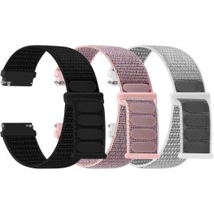 Kal-Lot De 3 Bracelets De Montre En Nylon - 16 Mm, 18 Mm, 20 Mm, 22 Mm - Fermeture Rapide - Tissu Respirant - Bracelet De Rechange Réglable - Pour Homme Et Femme - Neuf