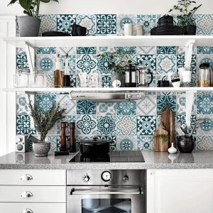 Sjzg-- Autocollants Carrelage Salle De Bain Et Cuisine 24 Pcs 10x10 Cm - Ps00206 D&eacute;coration Murale En Carrelage Mosa&iuml;que Pvc Imperm&eacute;able Style Carreaux De Ciment Azulejos - Neuf