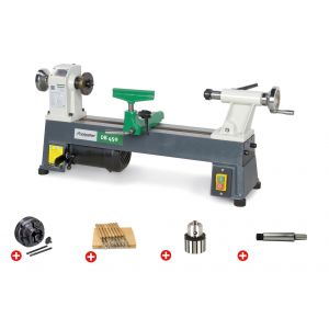 Pack tour &agrave; bois 254x450mm + mandrin 4 mors 100 mm + jeu 8 burins + mandrin &agrave; couronne + arbre Holzstar DB450 PACK - Neuf