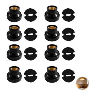 Kalanka-Douille E27 Noir, Lot De 8 Douilles Ampoule E27 &Agrave; Visser, Support De Lampe E27 Pour Plafond Et Luminaire, Douille Ampoule R&eacute;sistante Pour Ampoules Led, Halog&egrave;ne Et Incandescence - Neuf