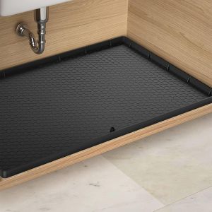 Eryi-Tapis Sous Évier, 86,4 X 55,9 Cm, Revêtement D'armoire En Silicone Avec Trou De Drainage, Imperméable Et Facile À Nettoyer, Tapis D'armoire De Cuisine, Salle De Bain - Neuf