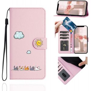 Wallet Case For Samsung Galaxy S9+/S9 Plus (5.8 Inches), Leather Flip Case, Cat Card Pouch Magnetic Protective Cover Case Shockproof For Samsung Galaxy S9+/S9 Plus, Pink - Neuf