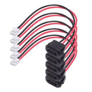 ERYI-Lot De 5 Câbles De Raccordement De Type C Femelle Vers 2 Broches De Type C Vers 2 Broches - Câble De Terminal Étanche Avec Pas = 2,0 Mm - Câble D'Alimentation D'Extension Usb C Pigtail Dc 5 V - Neuf