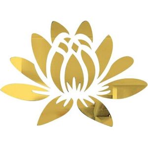 3D Acrylique Miroir Lotus Sticker Mural Amovible Éco-la Maison de Chambre à coucher Salle de Séjour salle de Bains Décor 35 x 25 cm Or - Neuf