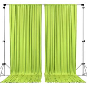 Chenquansarl-Rideaux En Polyester Vert Clair De 3 M X 3 M Avec Poches À Tringle, Décoration De Mariage, De Fête, De Maison, De Fenêtre - Neuf
