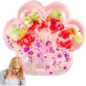 Kal-Squishy Patte G&eacute;ante, Jouet Patte De Chat Anti Stress Patte Squishy,Squishy Toy Jouet &Agrave; Presser En Forme De Pattes De Chat Jouets Squishy Patte De Gros Chat, Fidget Toys Pour (Cherry) - Neuf