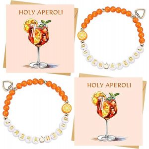 Kalsw-Cadeau Aperol,Set De 2 Bracelets Aperol,Holy Aperol Aperol Queen,2 Cartes Aperol Spritz Avec Enveloppes Et Autocollants,Accessoires Aperol Pour Femmes,Coffret Cadeau D&eacute;co Pour Soir&eacute;e D'&eacute;t&eacute; - Neuf