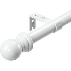 Tringle à Rideaux Extensible 76-122CM-Bornes Rondes en Acier Inoxydable,Décoratif pour Fenêtre de Cuisine/Blanc - Neuf