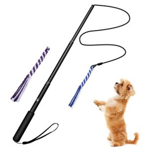 Bleu Flirt Pôle Chien Extensible Chien Teaser Baguette De Plein Air Jouet Interactif Animal De Compagnie Flirt Bâton Avec 2 Chewing-Coton Cordes Chasser La Queue Pour Les Petits Chiens - Neuf