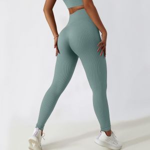 Lot De 2 Leggings Côtelés Taille Haute Pour Femme, Contrôle Du Ventre, Gym, Entraînement, Yoga, Course À Pied, Leggings De Compression - Neuf