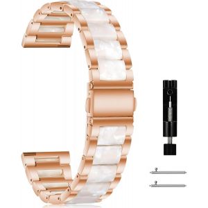 Dame Métal Bracelet Pour 20mm 22mm, Bracelets De Montre De Remplacement Métallique, Fermeture Rapide Banda De Métal Résine Pour Femme Homme[Mon9265241] - Neuf