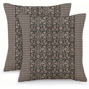 Cauc-Lot De 2 Housses De Coussin D&eacute;coratives Boh&egrave;me, 50 X 50 Cm, Carr&eacute;es, En Lin, Style Vintage, Ethnique, Pour Jardin, Ext&eacute;rieur, Salon, Canap&eacute;, Chambre &Agrave; Coucher - Neuf