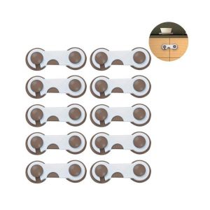 Lot de 10 verrous de sécurité pour armoires et tiroirs - Durables, non toxiques, faciles à installer, protègent les enfants des objets dangereux. - Neuf