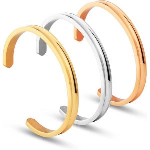 Bracelet De Manchette Rainur¿¿ En Acier Inoxydable Bracelet De Bijoux Poli Pour Femme - Neuf