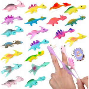 Kal-20 Pcs Jouets De Doigt De Dinosaure De Fronde, Mini Figurines De Dinosaures En Caoutchouc Dinosaures Volants Extensibles, Jouet Dinosaure Fronde Amusant Pour Enfant (20pcs) - Neuf