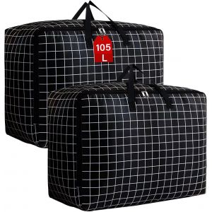 Grand Sac de Rangement 2Pièces,Housse Rangement Couette Vetement Sac Demenagement Sous Lit Penderies Organiseur Pliable épais avec Poignées pour Drap Vêtements Linge Literie Jouet (105L).[I51] - Neuf