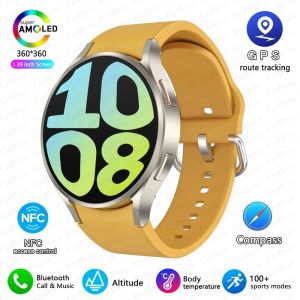 Montre Connectée Pour Hommes Et Femmes,Avec Appels Bluetooth,6 Classiques,Écran Amoled Hd,Assistant Vocal Ai,Appel Bluetooth,Nfc,Gps,Nouveau,2025.Lemon Orange. - Neuf