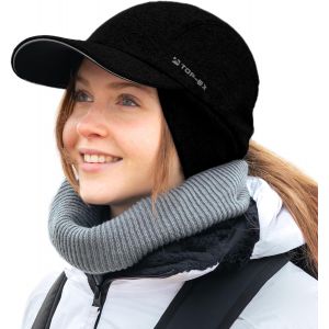 Jexnovashop-M/L/Xl Casquette De Baseball Imperm&eacute;able Pour Femme Hiver Avec Cache-Oreilles Queue De Cheval Bonnet Chaud Avec Doublure En Polaire Femme Course Bonnet D'hiver R&eacute;fl&eacute;chissant - Neuf