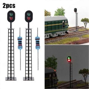 00 Maquette chemin de fer rouge vert 2 aspect signal lumineux 3/12 volt DC OO GAUGE Pré câblé bâtiment sable table modèles Train paysage rue - Neuf