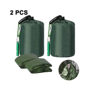 Sacs De Couchage D'urgence Ultralégers Et Imperméables Avec Paracorde ¿ Lot De 2 Couvertures Thermiques De Survie Pour Les Aventures En Plein Air - Neuf
