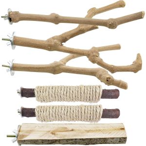 Chenquansarl-6 Pcs Perchoirs En Bois Pour O Au, Branches En Bois De Cage &Agrave; O Aux, Perchoirs En Bois Naturel Pour Aux Perroquets, Calopsittes, Canaris - Neuf