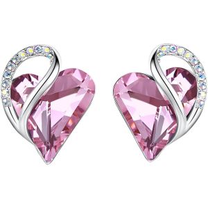 Kalanka-Infini Amour Coeur Boucles D'oreilles Femme Argent, Boucle D'oreille Femme Avec Cristaux De Guérison, Sans Allergie Bijoux Femme Avec Coffret Cadeau - Neuf