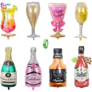 Champagne Gonflable 8 Pièces Bier Helium Foil Ballons Géant Ballon Whisky Bière Coupe Bouteille Champagne Flamant Aluminium Ballons Bouteille Gonflable Pour Party Anniversaire Mariage Décor - Neuf